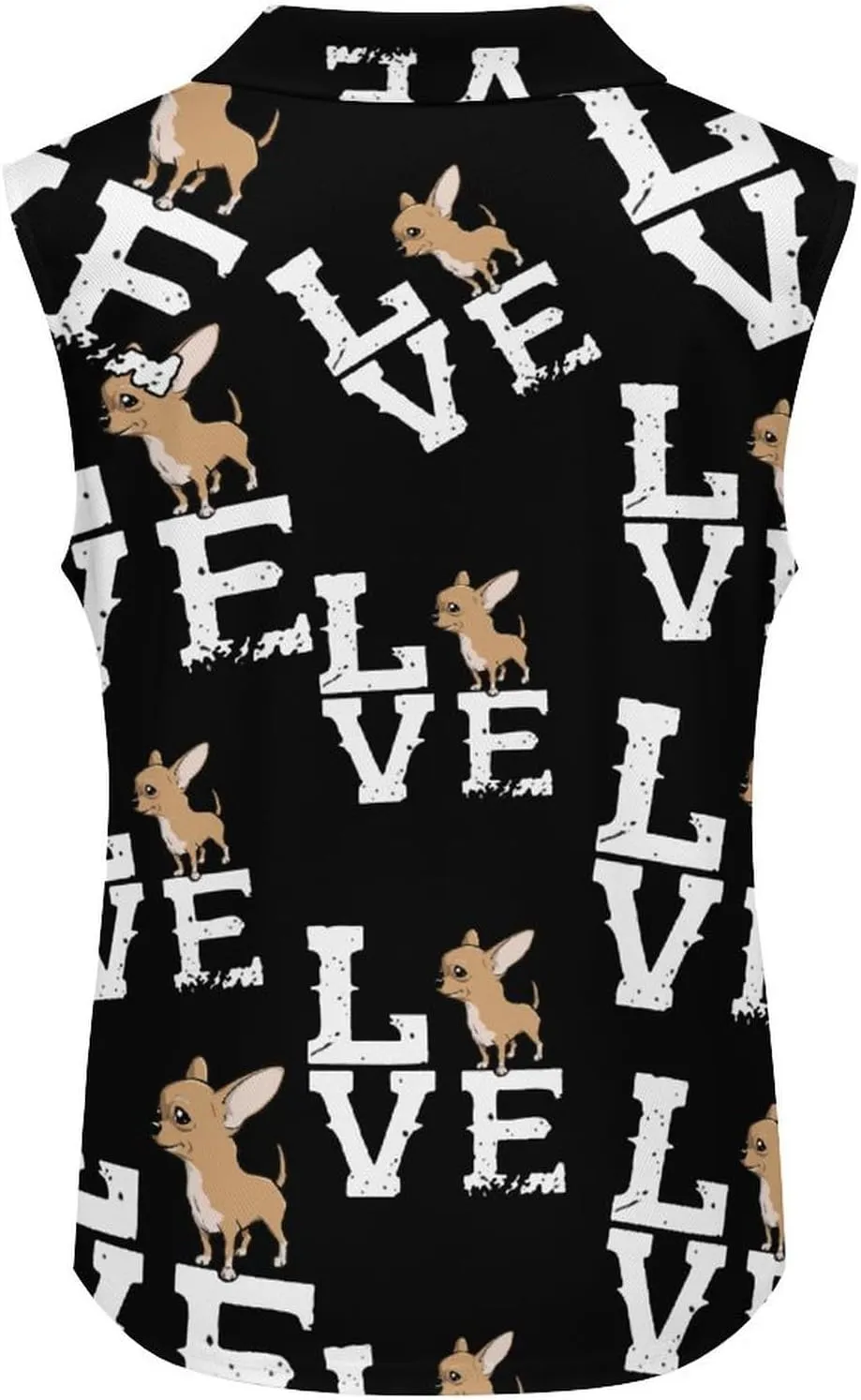 Love Chihuahua Women's Sleeveless Golf Polo Shirts Athletic Tank Tops