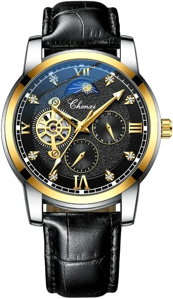 Luxury Men Automatic Winding Mechanical Watch Tourbillon Skeleton Waterproof Mens Watches Business Wristwatch Male Clock