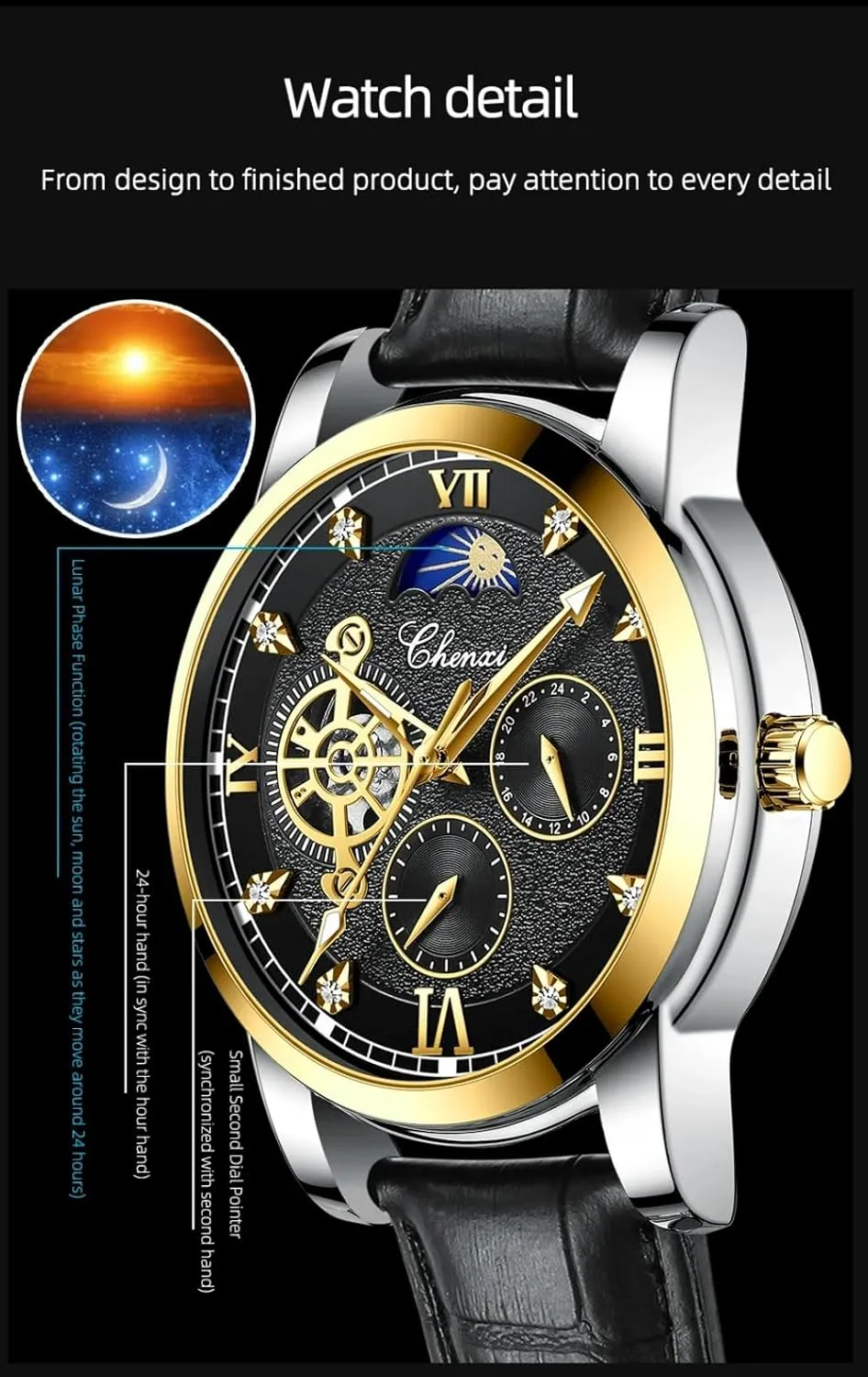 Luxury Men Automatic Winding Mechanical Watch Tourbillon Skeleton Waterproof Mens Watches Business Wristwatch Male Clock