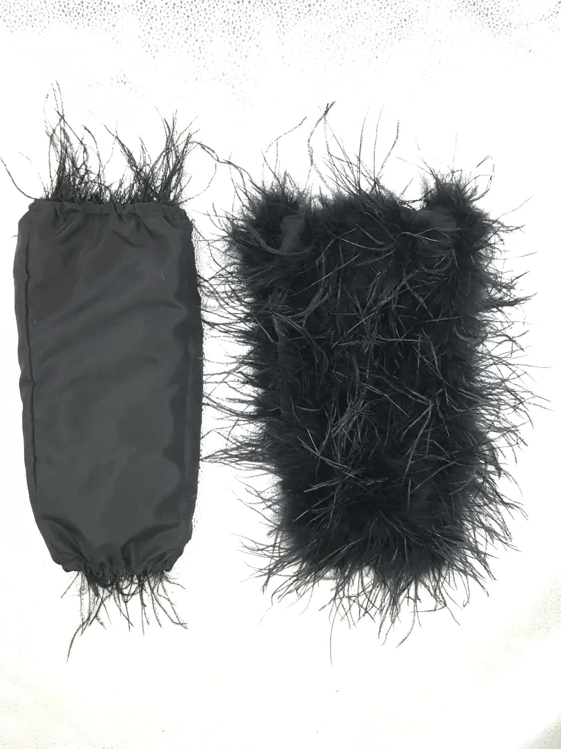LVCOMEFF Women Natural Ostrich Feather Arm Sleeve Wrist Cuffs Warmer for Party Wedding Bride Concert Furry Luxurious Elegant