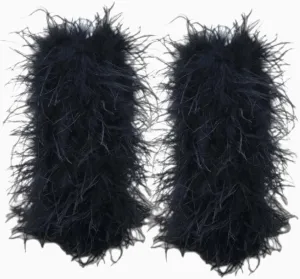 LVCOMEFF Women Natural Ostrich Feather Arm Sleeve Wrist Cuffs Warmer for Party Wedding Bride Concert Furry Luxurious Elegant