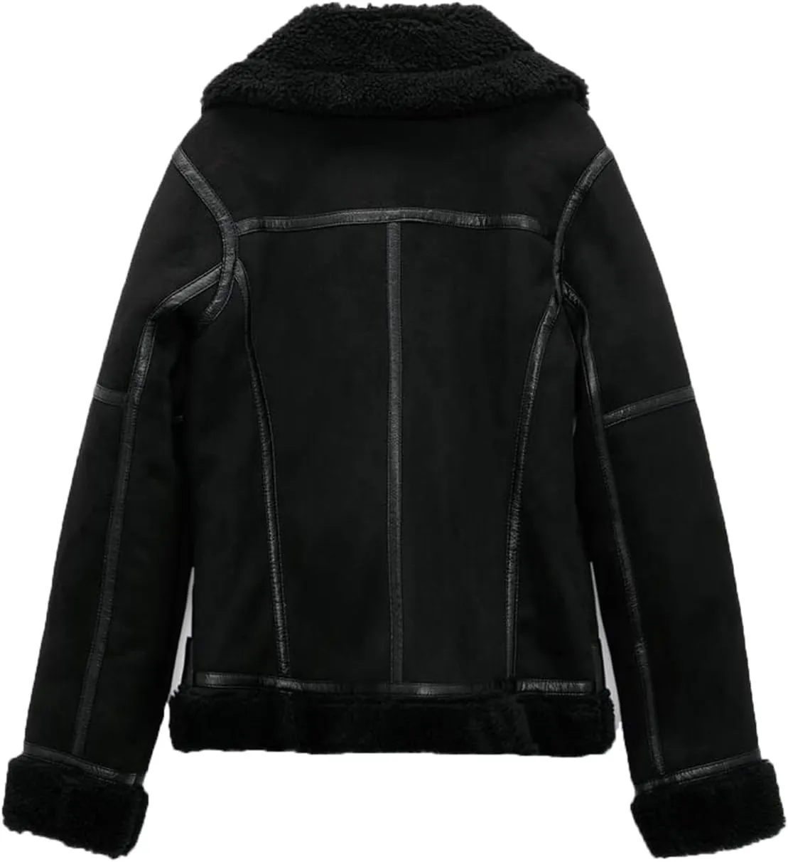 LY VAREY LIN Women's Faux Shearing Moto Jacket Thick Lined Parka Winter Shearling Coat Leather Jacket