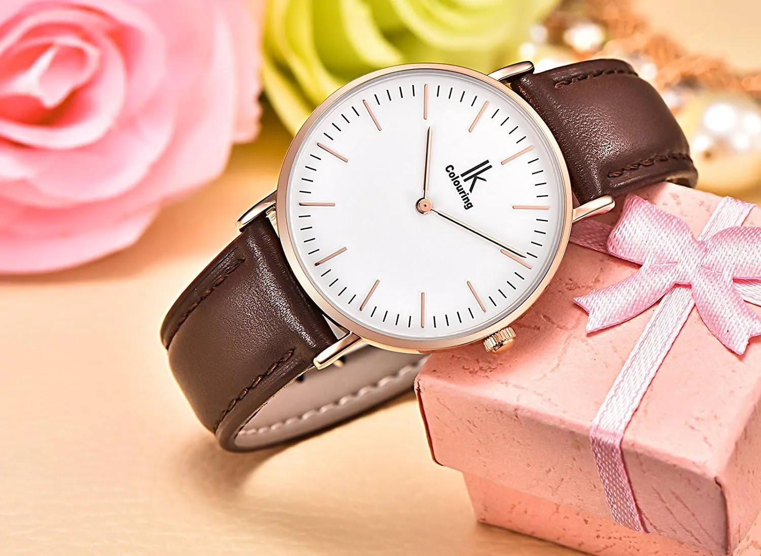 MASTOP Fashion Simple Style Ladies Minimalist Wristwatch Japan Quartz 7.3mm Ultra Thin Leather Wrist Watch
