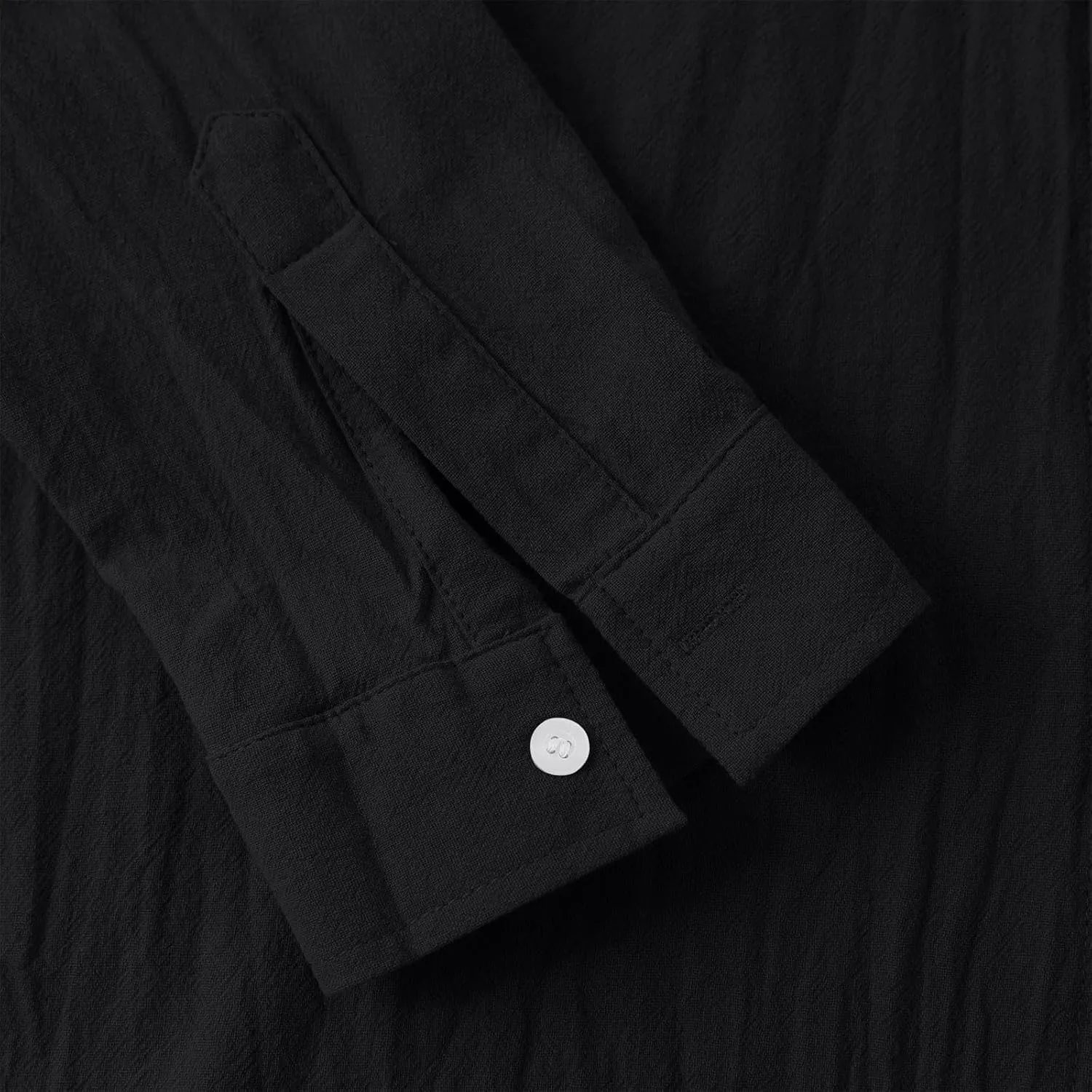 Men Cotton Linen Shirts Long Sleeve Trun-Down Collar Buttons Shirts with Chest Pockets Regular Fit Lightweight Blouse