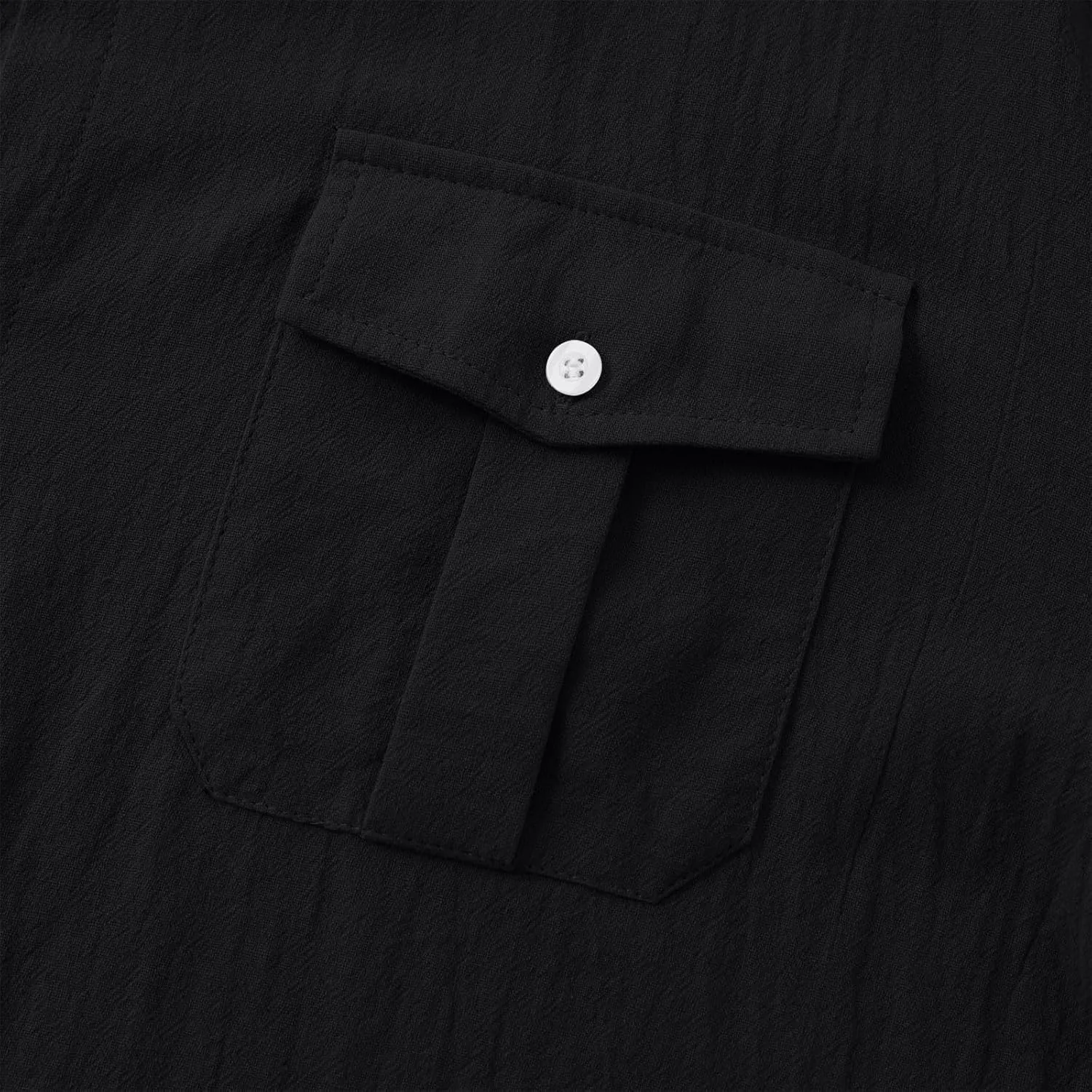 Men Cotton Linen Shirts Long Sleeve Trun-Down Collar Buttons Shirts with Chest Pockets Regular Fit Lightweight Blouse