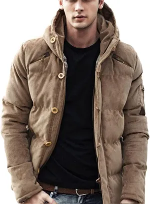 Men Winter Jacket Cotton Padded Windproof Coat Thick Warm Soft Hooded Parkas