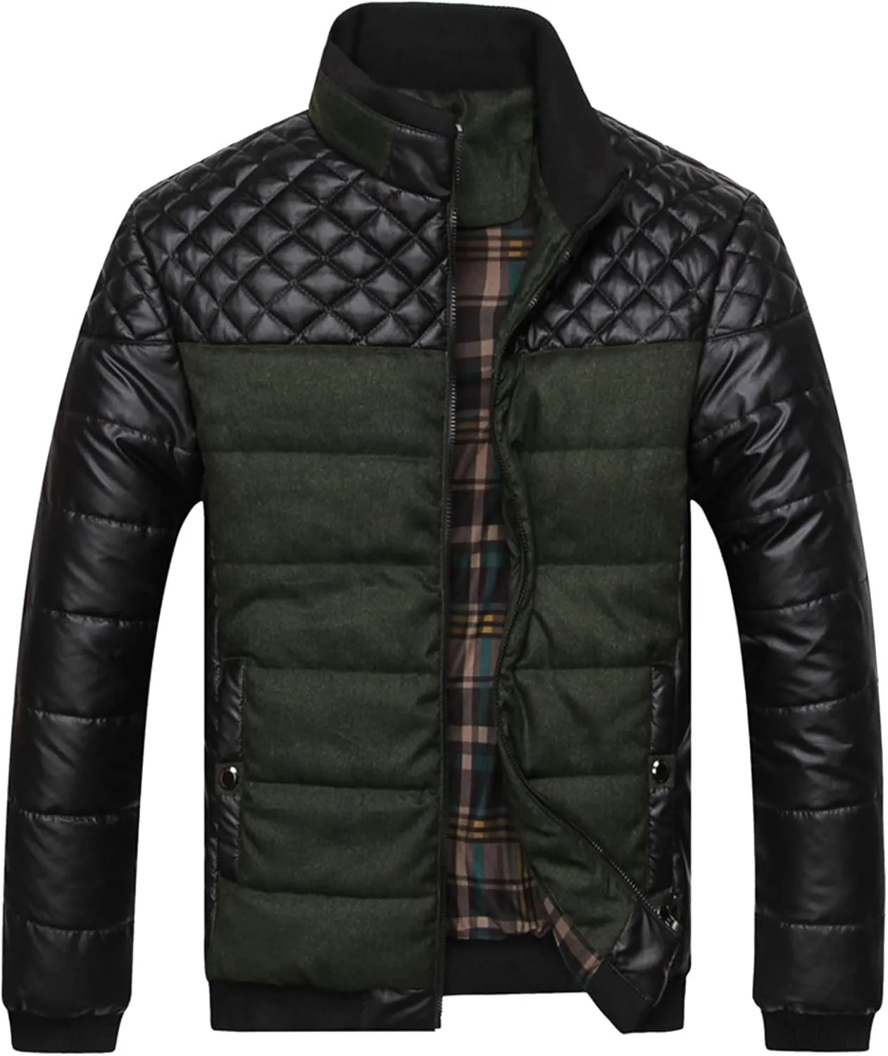 Mens Autumn And Winter Fashion Casual Diamond Coat Jacket Cotton Padded Jacket down Puff Jacket Men