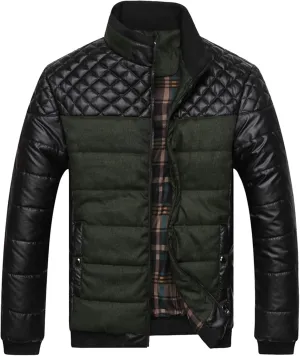 Mens Autumn And Winter Fashion Casual Diamond Coat Jacket Cotton Padded Jacket down Puff Jacket Men