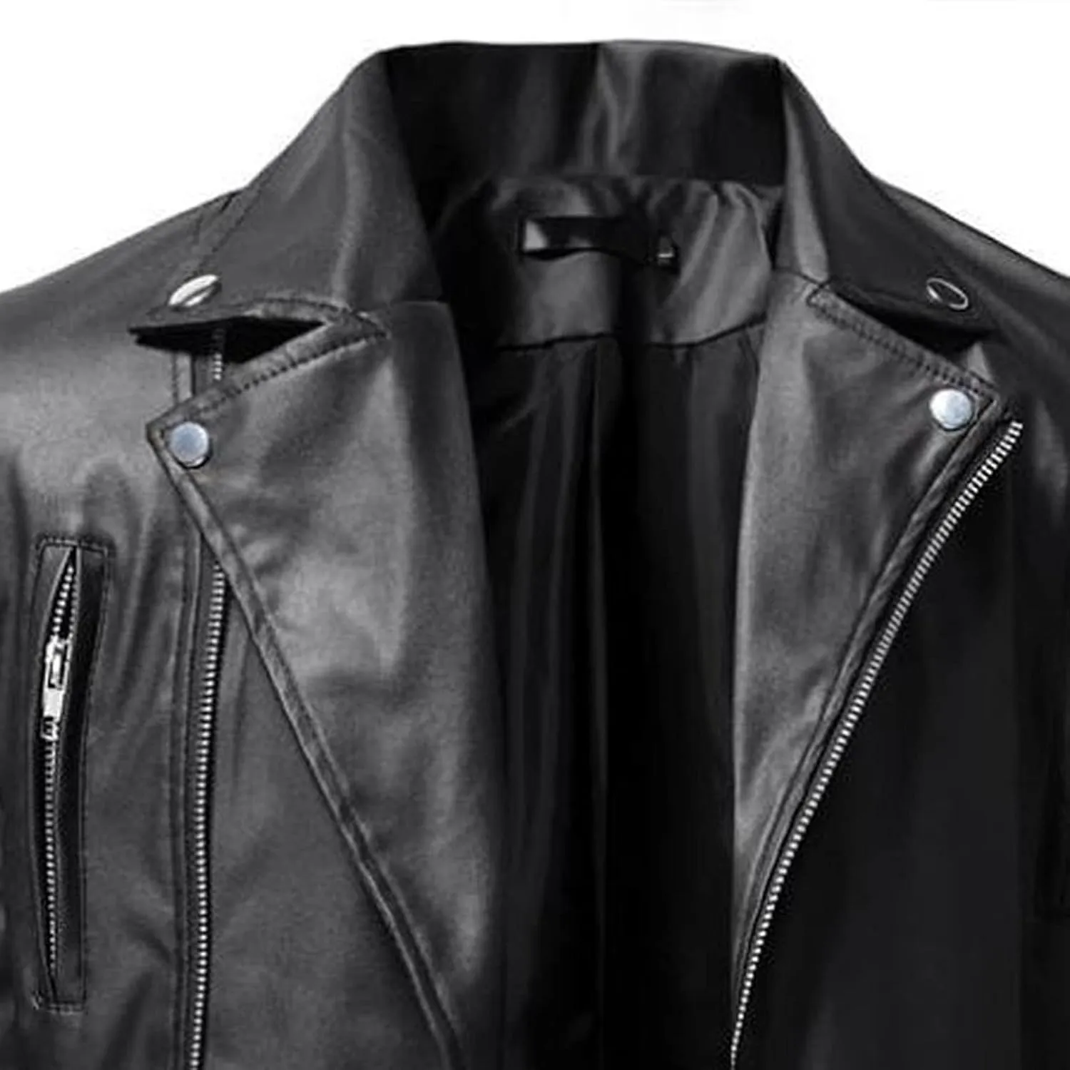 Men's Casual Lapel Faux Leather Jackets Zip-Up Motorcycle Bomber Jacket Plus Size Cardigan Coats Slim Outwear