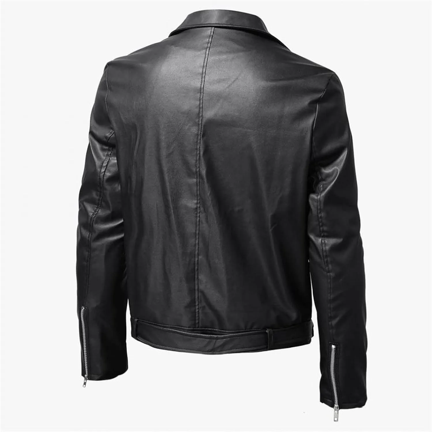 Men's Casual Lapel Faux Leather Jackets Zip-Up Motorcycle Bomber Jacket Plus Size Cardigan Coats Slim Outwear