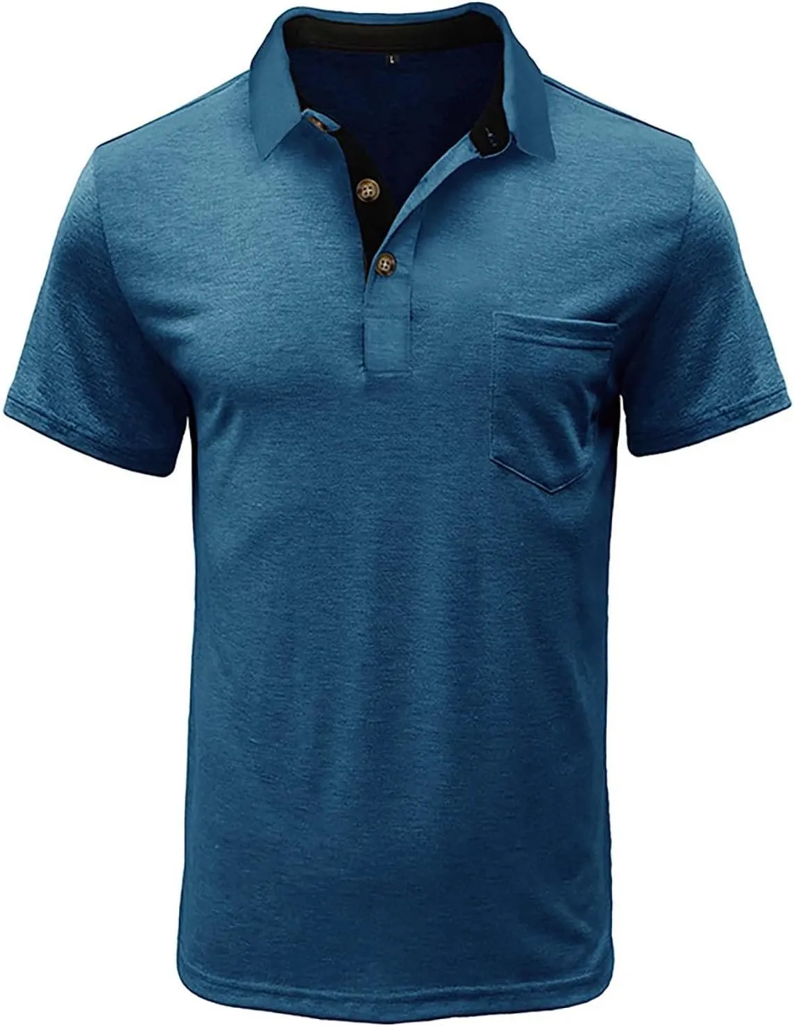 Men's Casual Polo Shirts Classic Cotton Short/Long Sleeve Button Tshirts Regular Fit Vintage Solid Basic Golf Shirts