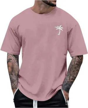 Mens Casual Shirts Graphic Round Neck Short Sleeve Loose Summer Fashion T-Shirt