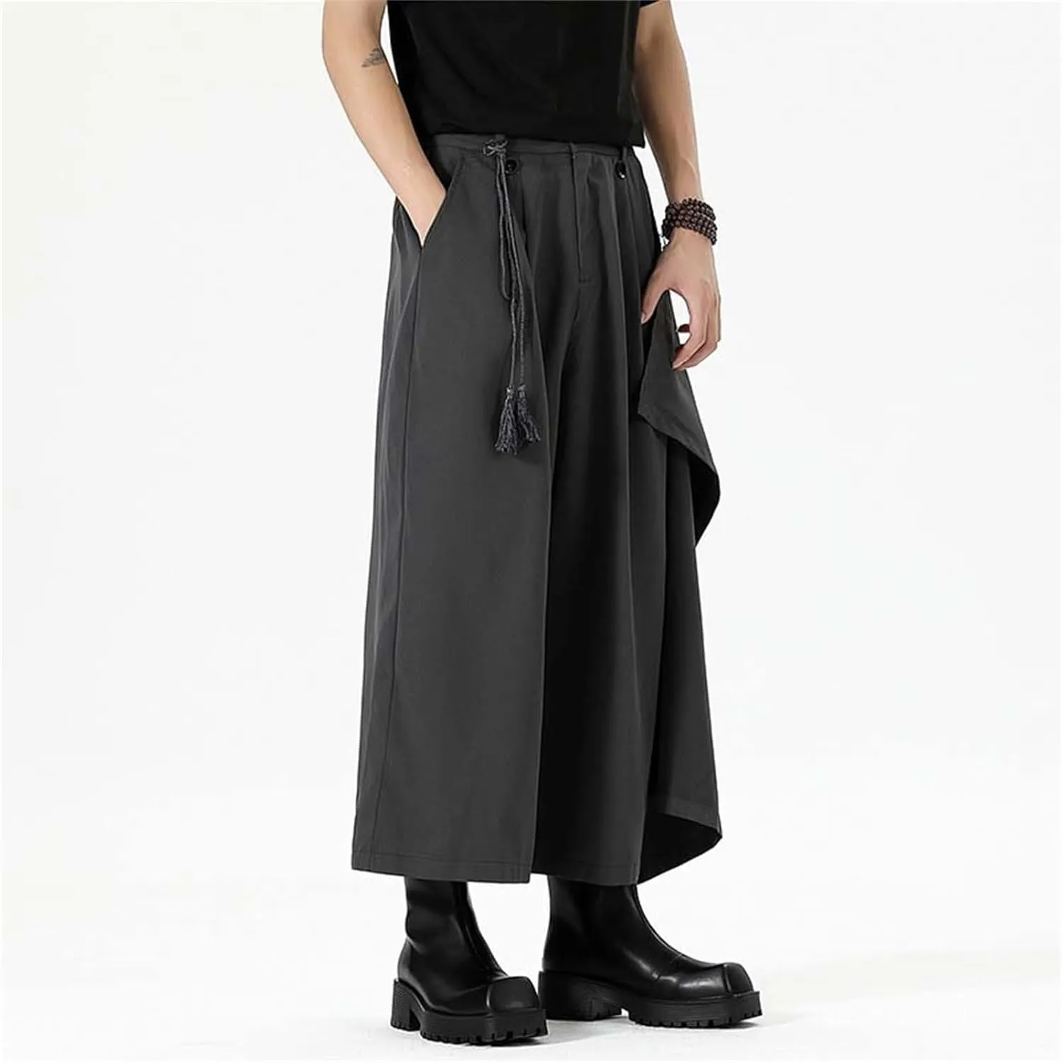 Men's Casual Skirt Pants Comfortable Loose Fit Wide Leg Harem Pant Japanese Kimono Trousers