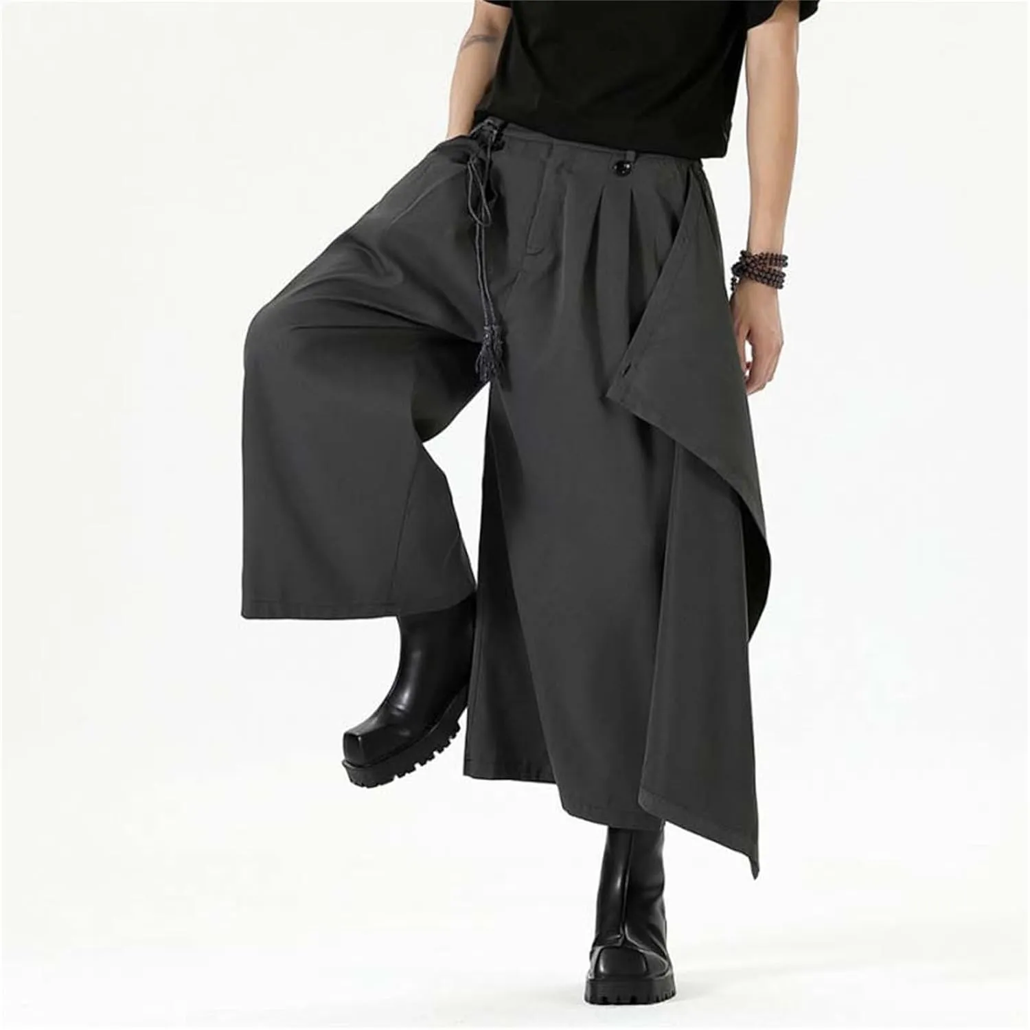 Men's Casual Skirt Pants Comfortable Loose Fit Wide Leg Harem Pant Japanese Kimono Trousers