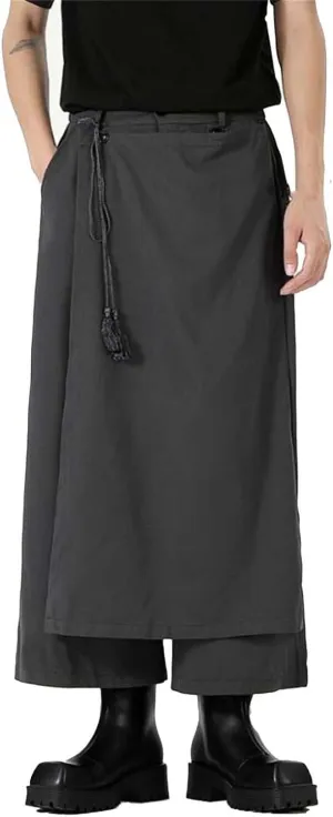 Men's Casual Skirt Pants Comfortable Loose Fit Wide Leg Harem Pant Japanese Kimono Trousers