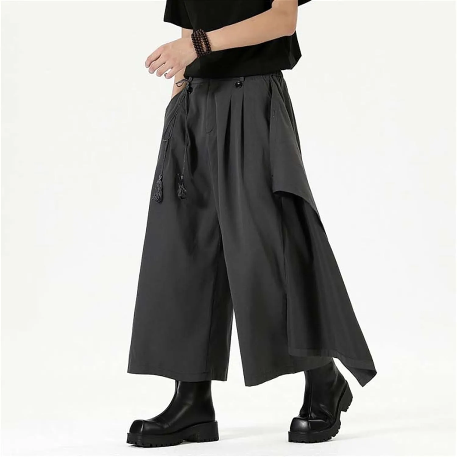 Men's Casual Skirt Pants Comfortable Loose Fit Wide Leg Harem Pant Japanese Kimono Trousers