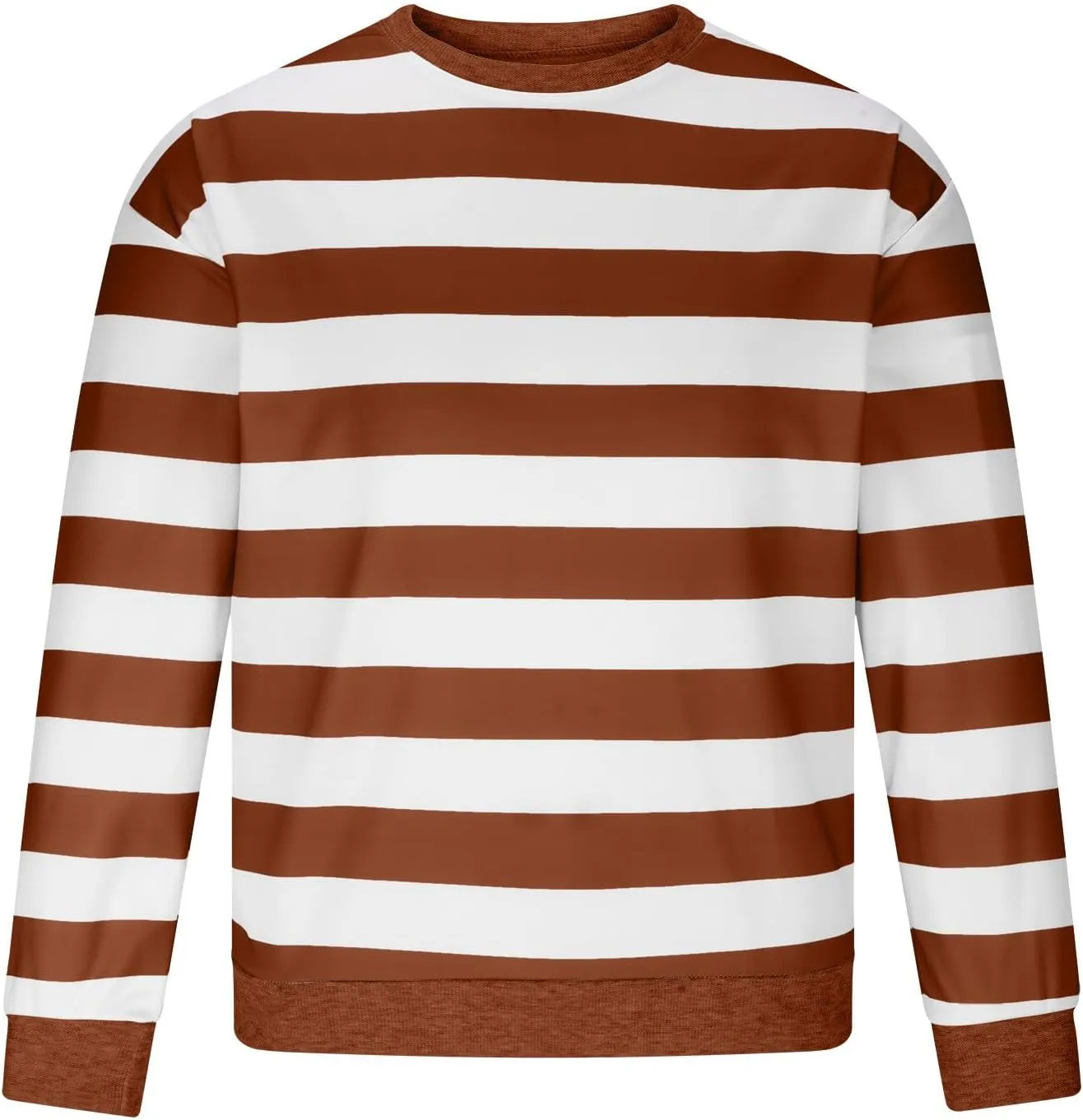 Men's Color Block Stripe Shirt Long Sleeve Fashion Casual Round Neck Tee Lightweight Basic T-Shirt Daily Work Blouses
