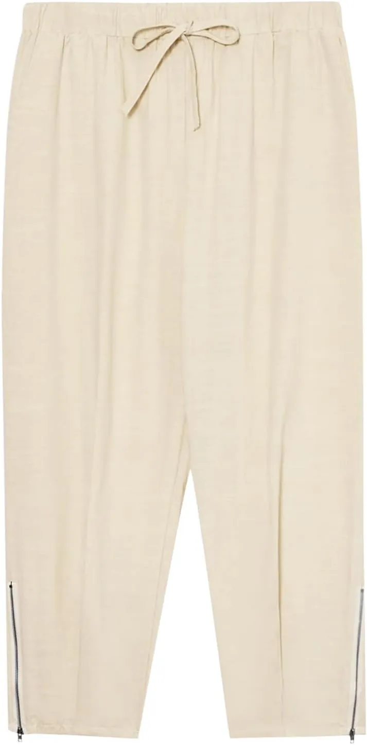 Men's Cotton Linen Pants Solid Color Harem Casual Capri Pant Lightweight Loose Beach Summer Trousers