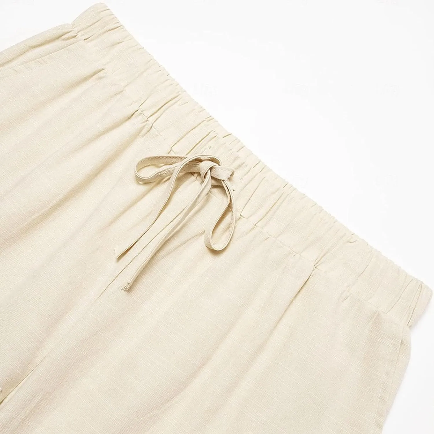 Men's Cotton Linen Pants Solid Color Harem Casual Capri Pant Lightweight Loose Beach Summer Trousers