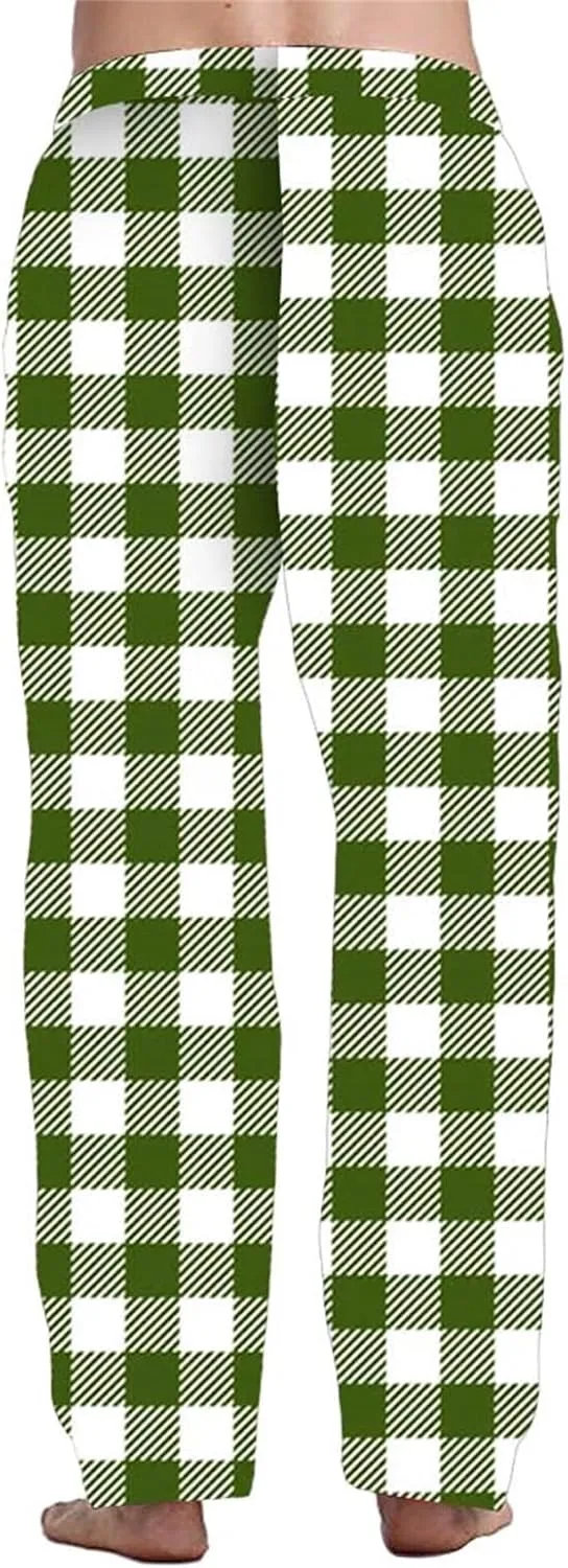 Men's Fleece Jogger Pant Men's Spring Summer Autumn and Winter Classic Fashion Leggings Plaid Wash Cotton Workout