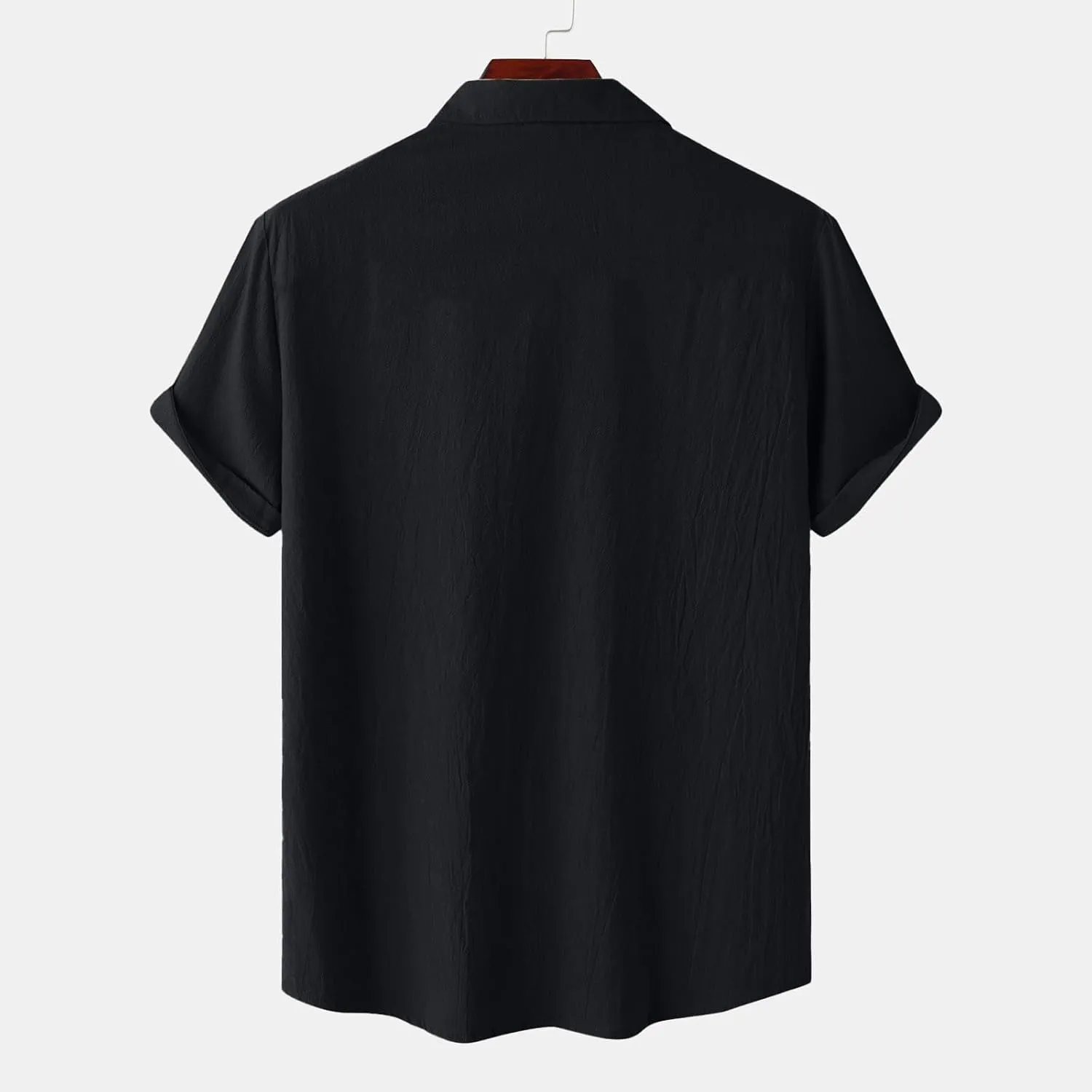 Mens Linen Shirts Short Sleeve Button Down Casual Fishing Shirt Business Dress Clothing Cuban Camp Shirts Summer Tops