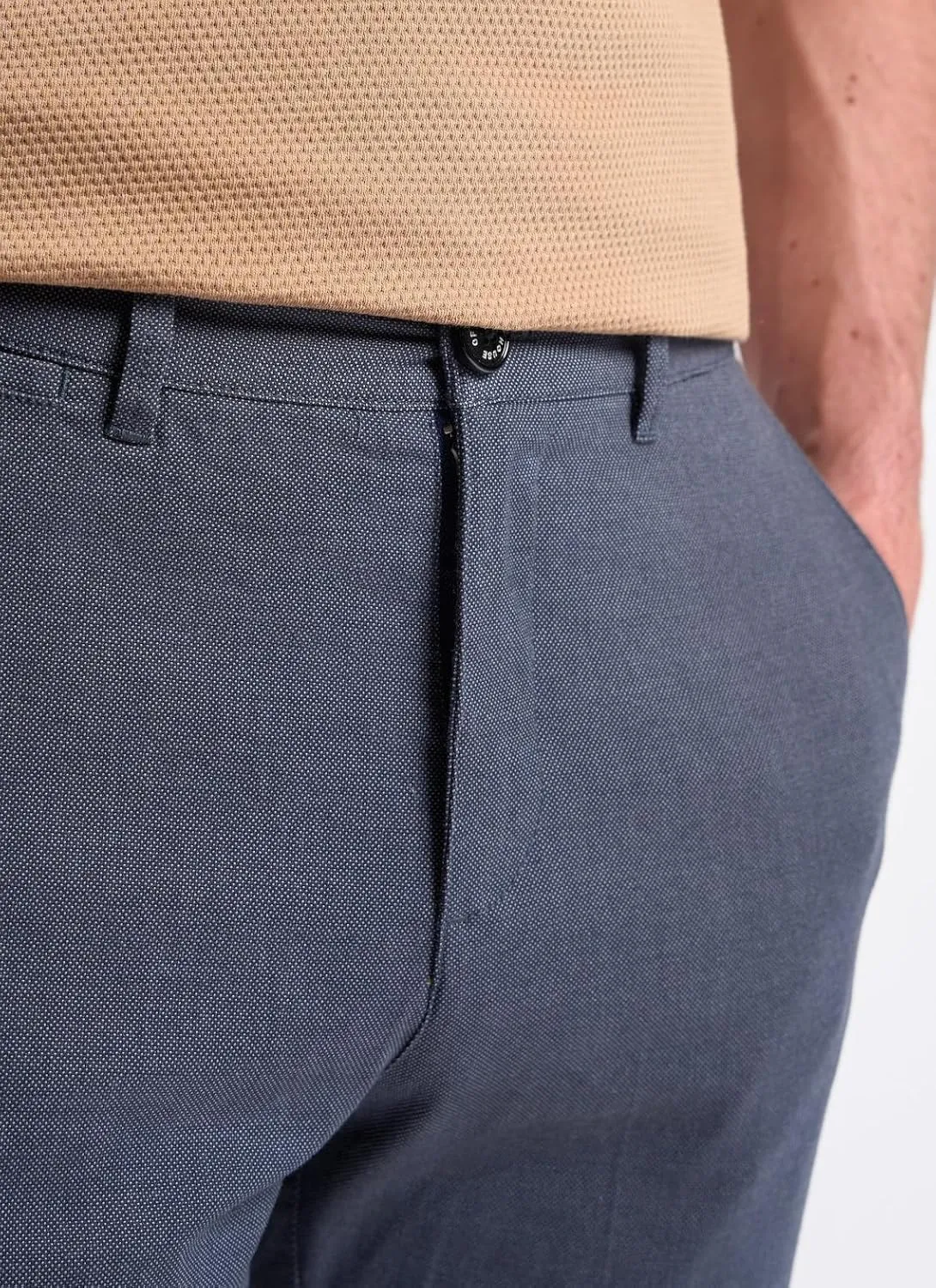Mens Navy Slim-Fit Cotton Twill Chino Trousers - Comfortable & Stylish Summer Wear