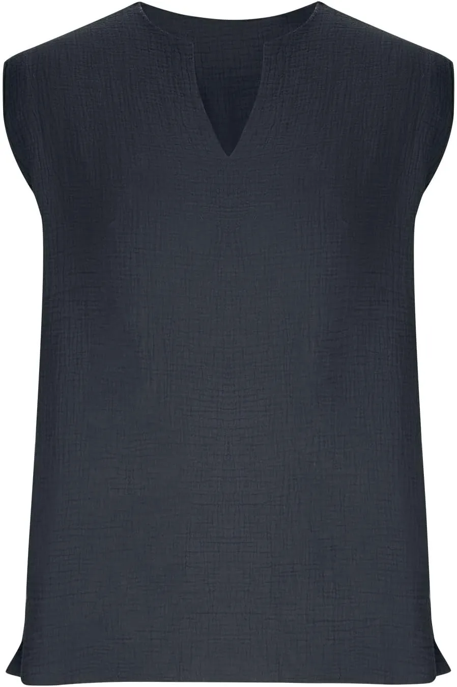 Men's Raw Edge Cotton Linen Tank Tops Casual Loose Vintage Sleeveless V-Neck T-Shirts Summer Hippie Beach Shirts