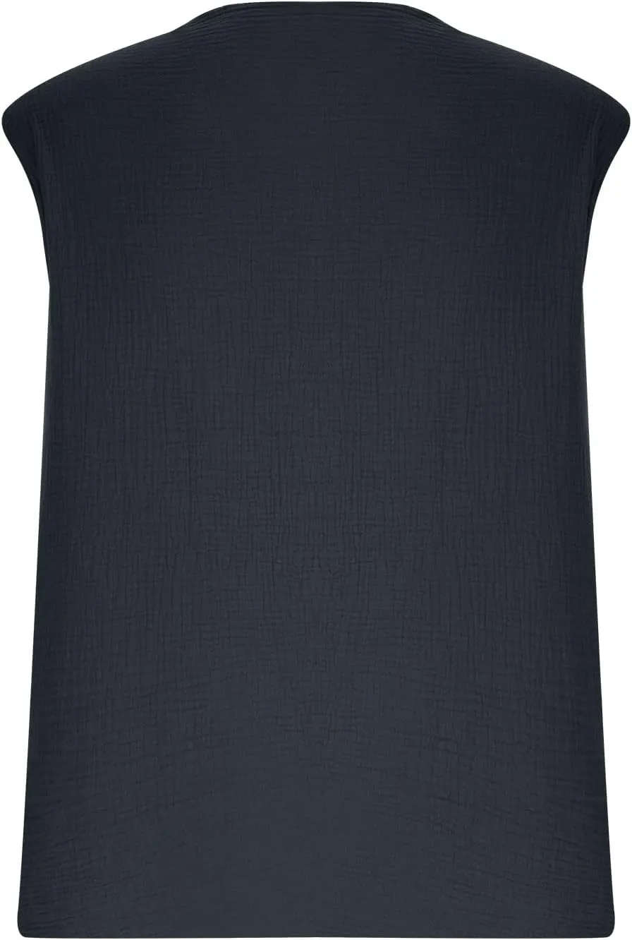 Men's Raw Edge Cotton Linen Tank Tops Casual Loose Vintage Sleeveless V-Neck T-Shirts Summer Hippie Beach Shirts