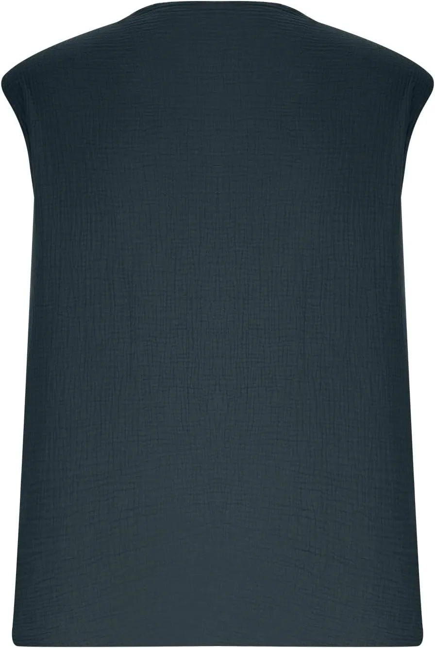 Men's Raw Edge Cotton Linen Tank Tops Casual Loose Vintage Sleeveless V-Neck T-Shirts Summer Hippie Beach Shirts