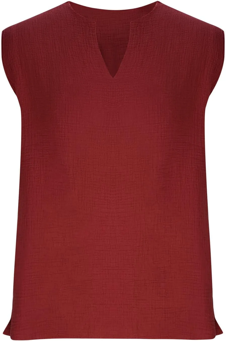 Men's Raw Edge Cotton Linen Tank Tops Casual Loose Vintage Sleeveless V-Neck T-Shirts Summer Hippie Beach Shirts