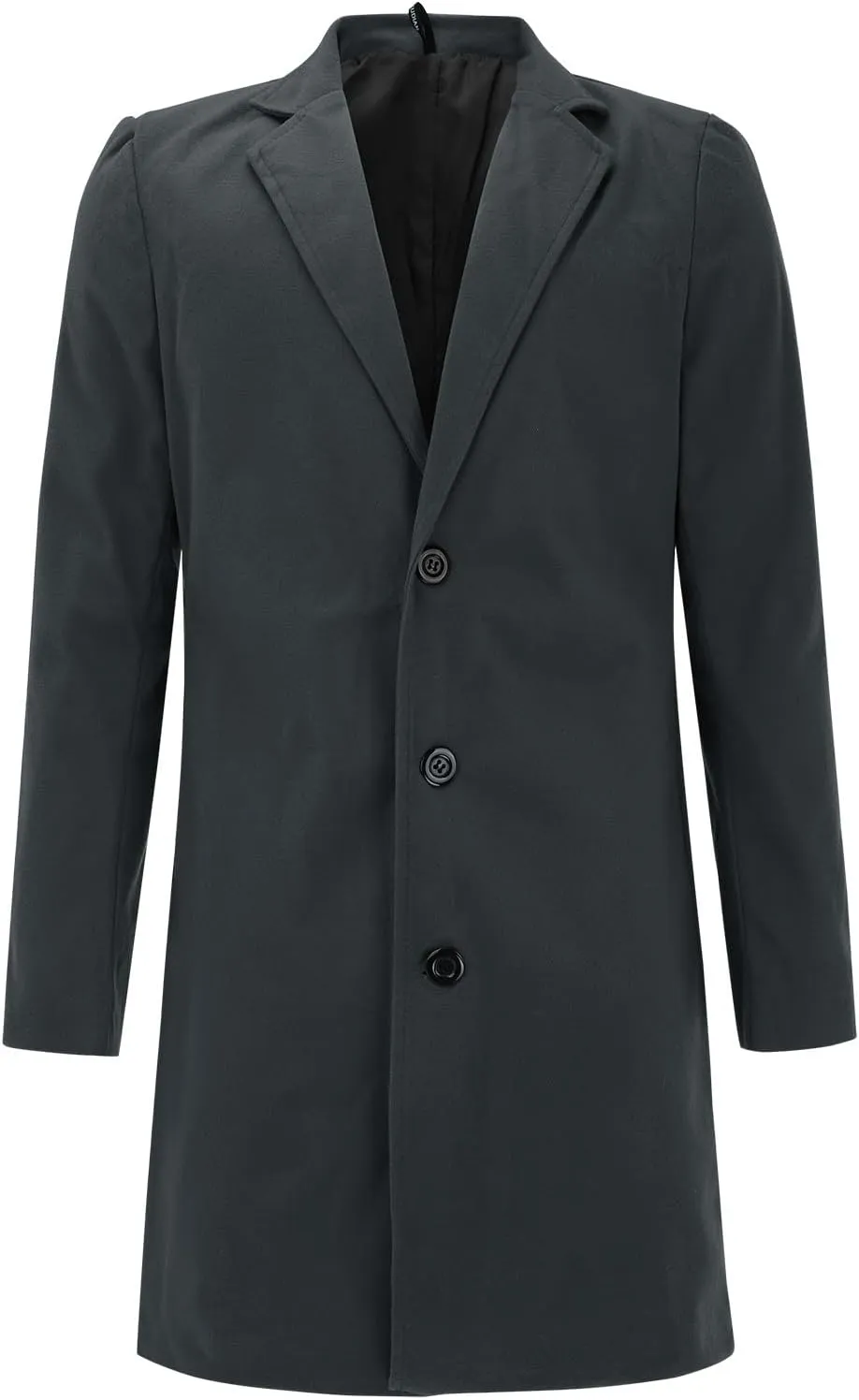 Mens Regular Fit Notched Lapel Trench Coats Big and Tall Single Breasted Pea Coats Warm Windproof Business Overcoats