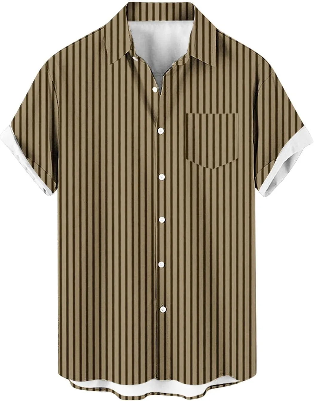 Mens Striped Button Down Shirt Casual Short Sleeve Striped Business Dress Shirts Summer Hawaiian Going Out Camp Top