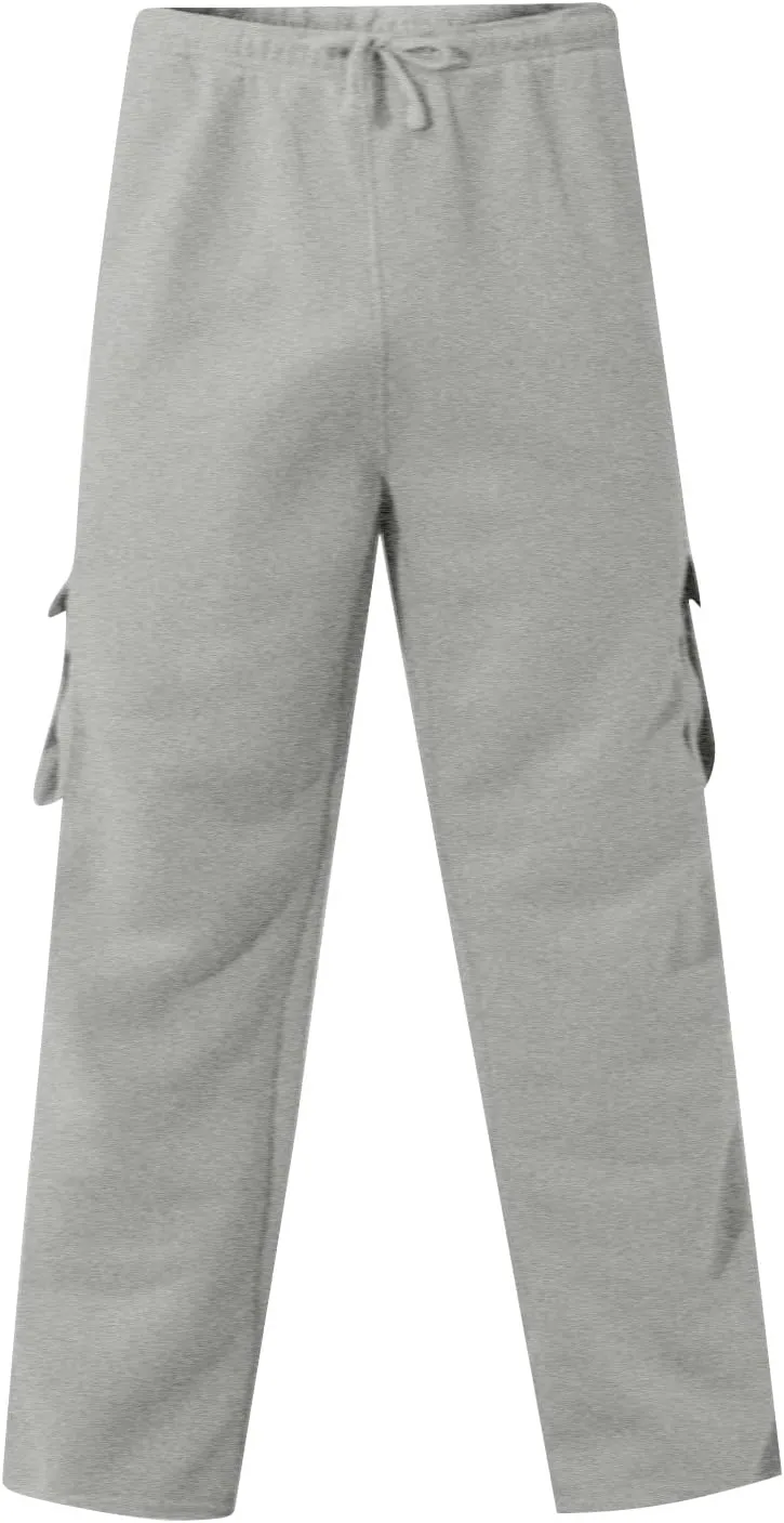 Mens Sweatpants Open Bottom Baggy Straight Leg Cargo Pants with Pockets Plus Size Casual Comfy Elastic Waist Joggers