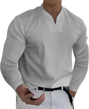 Men's T Shirts Long Sleeve Soft V Neck Lightweight Tee Shirts, Summer Casual Soft Basic Tops, Flannel T-Shirt for Men