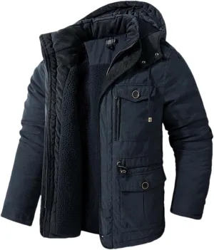 Men's Thicken Fleece Coats Parkas Winter Cashmere Outdoor Cotton-Padded Male Windbreaker Hooded Outwear