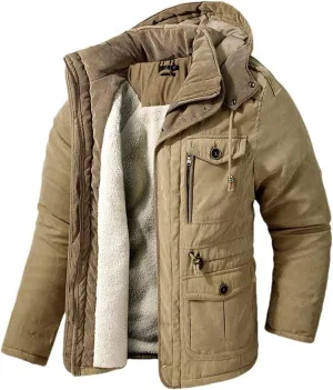 Men's Thicken Fleece Coats Parkas Winter Cashmere Outdoor Cotton-Padded Male Windbreaker Hooded Outwear