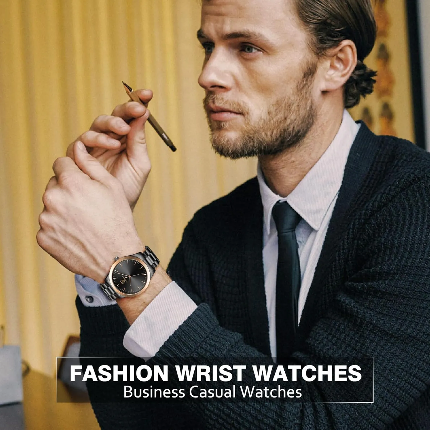 Mens Watch, Minimalist Fashion Watches for Men Waterproof Quartz Watch  Business Dress Men's Stainless Steel Watch - Best Gift for Men