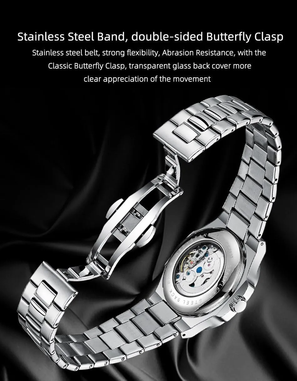 Mens Watches Fashion Business Automatic Watch Stainless Steel Waterproof Mechanical Wristwatch