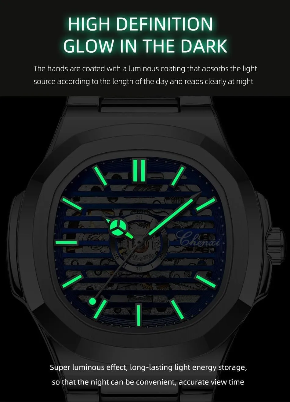 Mens Watches Fashion Business Automatic Watch Stainless Steel Waterproof Mechanical Wristwatch