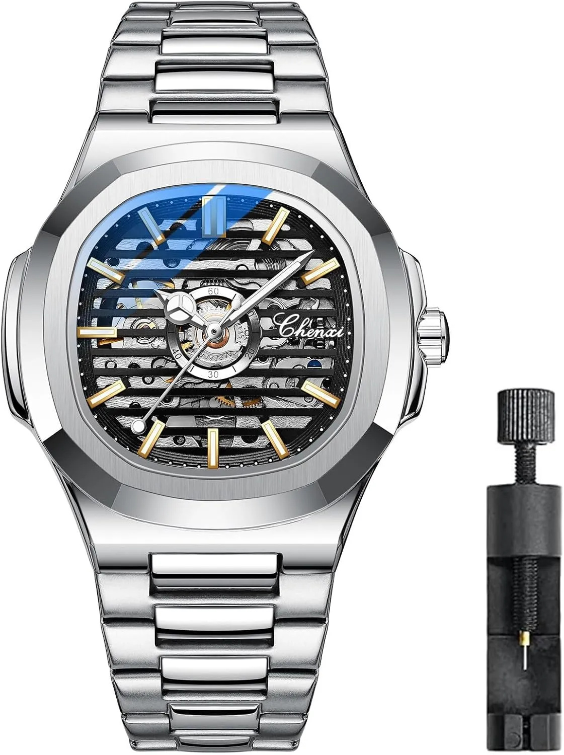 Mens Watches Fashion Business Automatic Watch Stainless Steel Waterproof Mechanical Wristwatch
