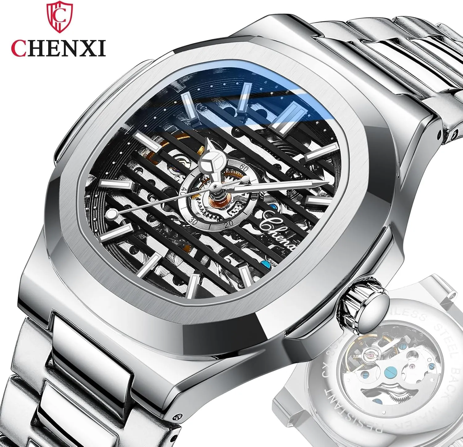 Mens Watches Fashion Business Automatic Watch Stainless Steel Waterproof Mechanical Wristwatch