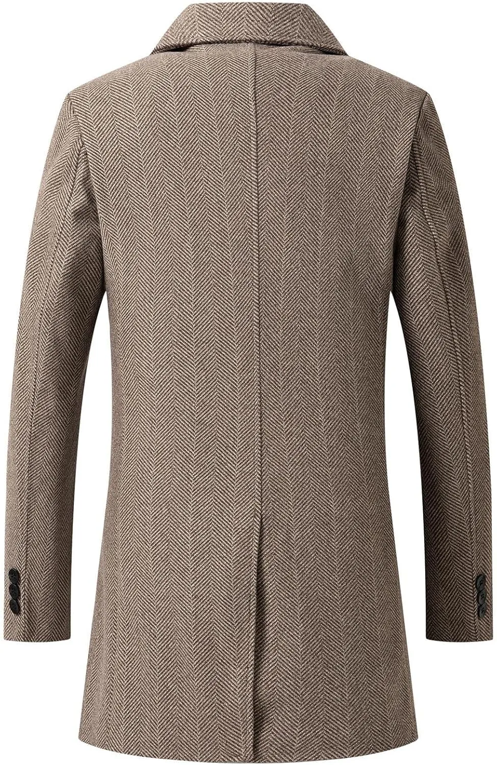 Men's Winter Mid Length Coats Business Woolen Coats Trench Coat Windproof Notch Lapel Double Breasted Coats Jackets