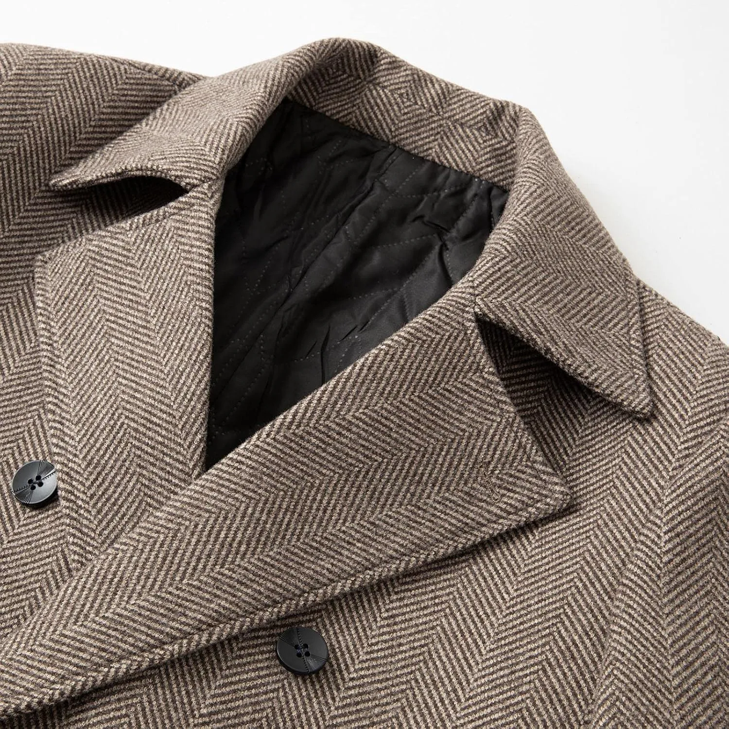 Men's Winter Mid Length Coats Business Woolen Coats Trench Coat Windproof Notch Lapel Double Breasted Coats Jackets