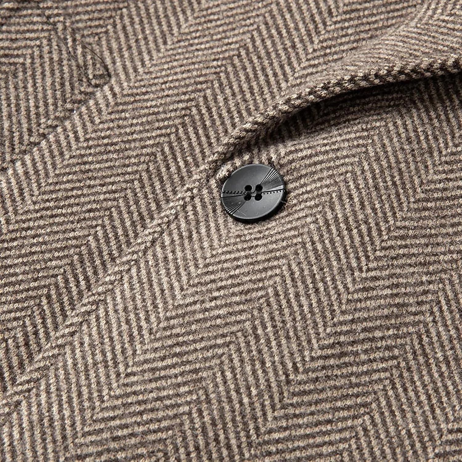 Men's Winter Mid Length Coats Business Woolen Coats Trench Coat Windproof Notch Lapel Double Breasted Coats Jackets