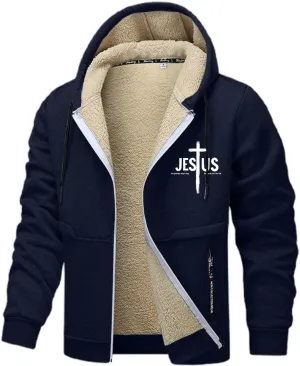 Mens Zip up Hoodie Warm Sherpa Fleece Lined Winter Jackets Casual Long Sleeve Hooded Drawstring Coats with Pockets