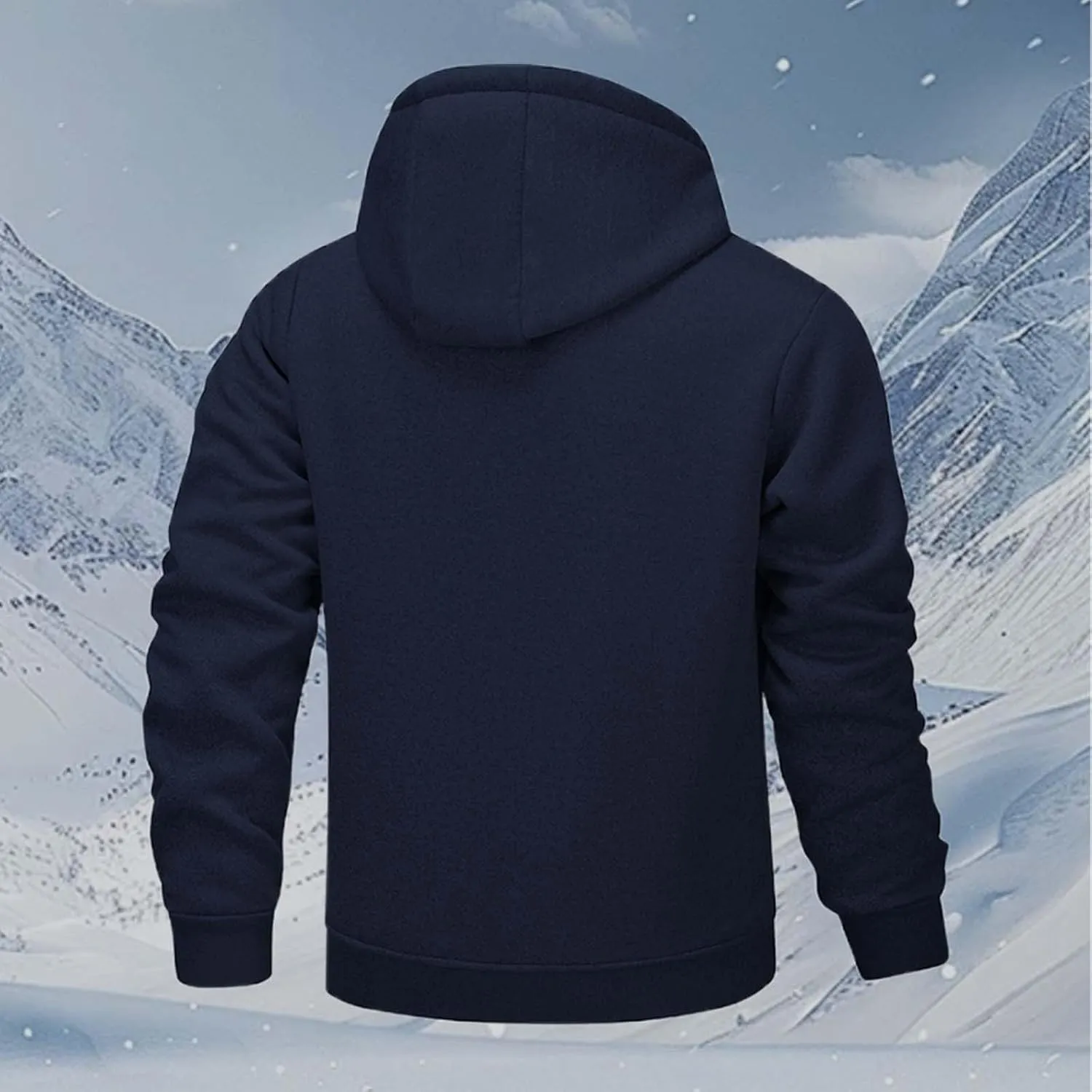 Mens Zip up Hoodie Warm Sherpa Fleece Lined Winter Jackets Casual Long Sleeve Hooded Drawstring Coats with Pockets