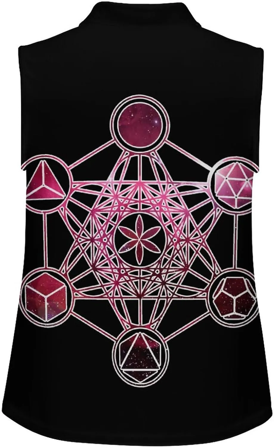 Metatron's Cube Sacred Geometry Women's Sleeveless Golf Polo Shirts Athletic Tank Tops