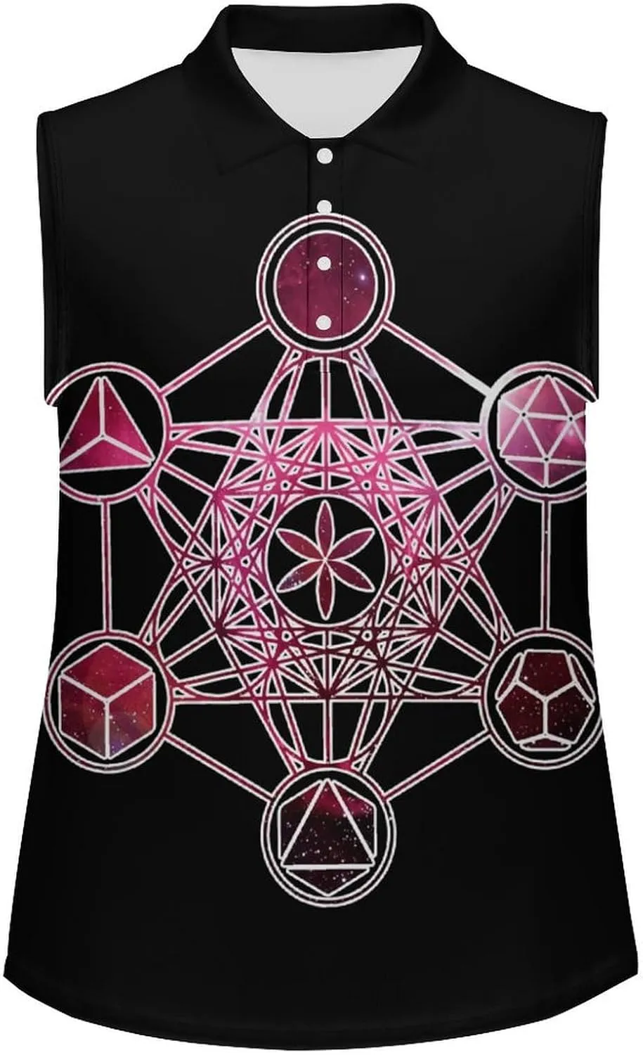 Metatron's Cube Sacred Geometry Women's Sleeveless Golf Polo Shirts Athletic Tank Tops