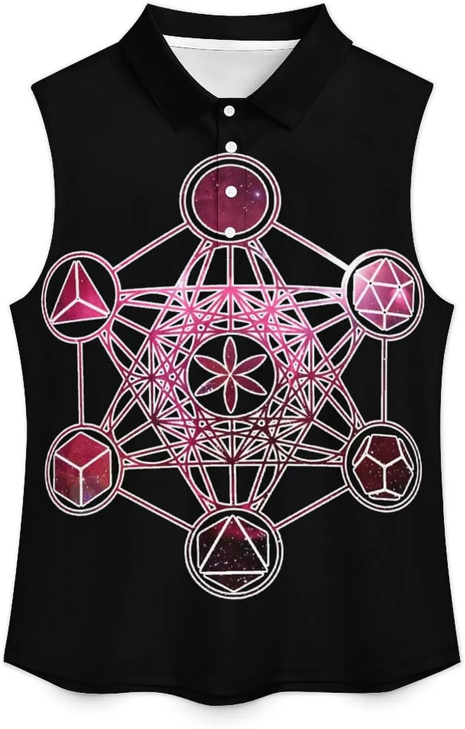 Metatron's Cube Sacred Geometry Women's Sleeveless Golf Polo Shirts Athletic Tank Tops