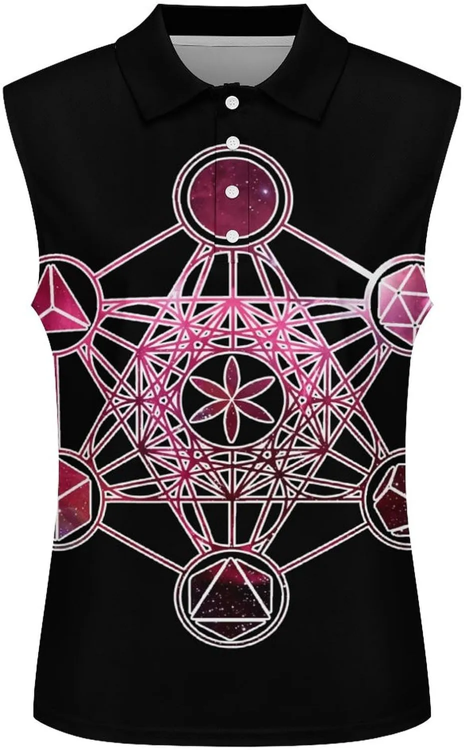 Metatron's Cube Sacred Geometry Women's Sleeveless Golf Polo Shirts Athletic Tank Tops